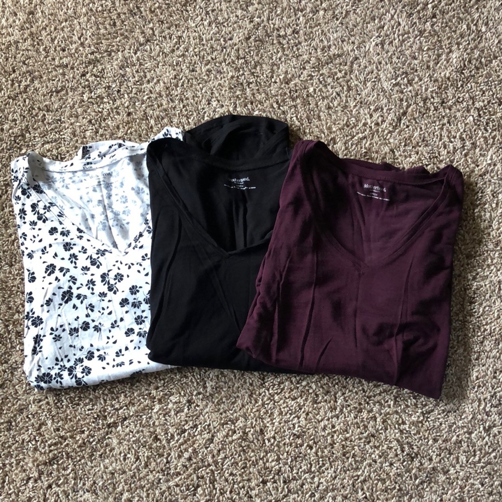Lot of 3 Motherhood Maternity Sz S V-Neck Long Sleeve Shirts